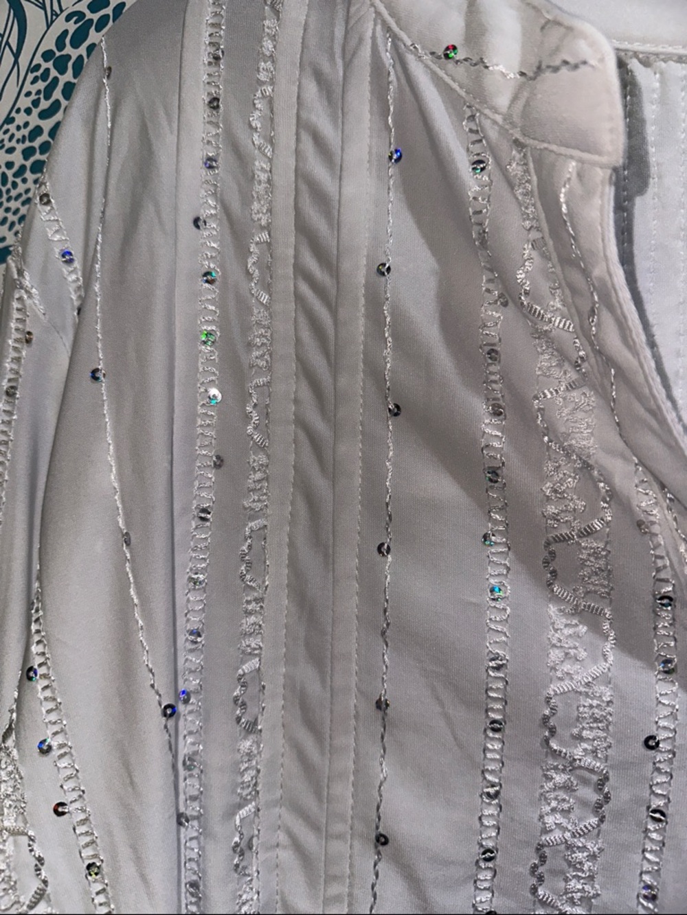 Ava & Grace White Sequined Henley Peasant Tunic - Picture 2 of 5